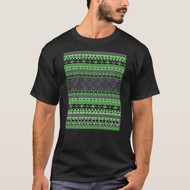 Camiseta Guay verano moda neón verde gris negro Azteca (Anverso)