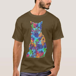Camiseta Guay Watercolor Cat Estilo de arte colorido Kitt