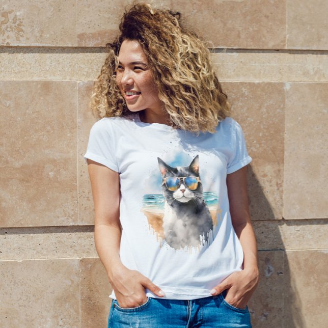 Camiseta Guay Watercolor Summer Cat (Subido por el creador)