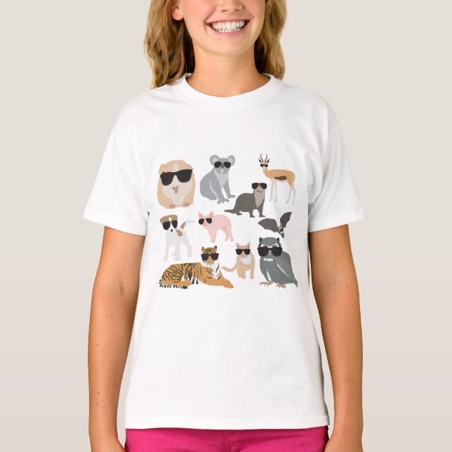 Camiseta Guay y animales divertidos con gafas de sol (Anverso)