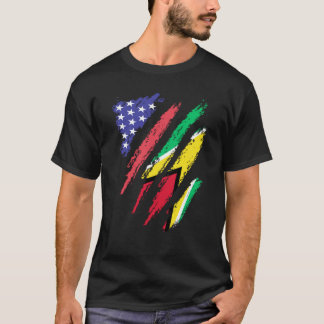 Camiseta Guayanese American Patriot Grown Heart Flag Stripe