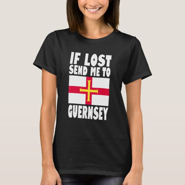 Camiseta Guernsey Flag Design  If lost send me to Guernsey (Anverso)
