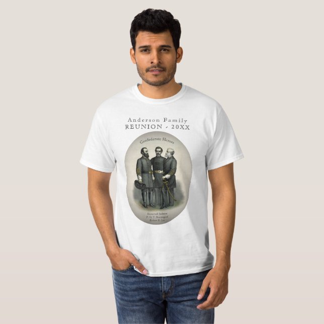 Camiseta Guerra Civil 🎖️ ⚔️ Héroes Confederados Generales (Anverso completo)
