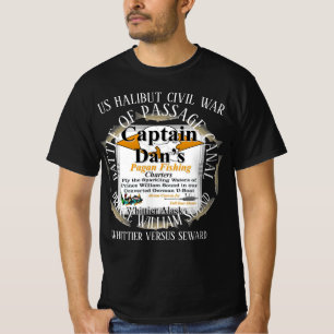 CAMISETA GUERRA DE HALIBUT DE ALASKA BLANCA FRENTE A SEWARD