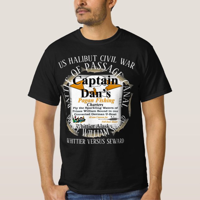 CAMISETA GUERRA DE HALIBUT DE ALASKA BLANCA FRENTE A SEWARD (Anverso)