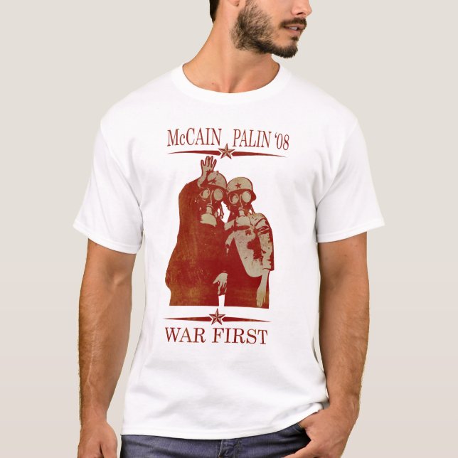 Camiseta Guerra de McCain Palin primero (Anverso)