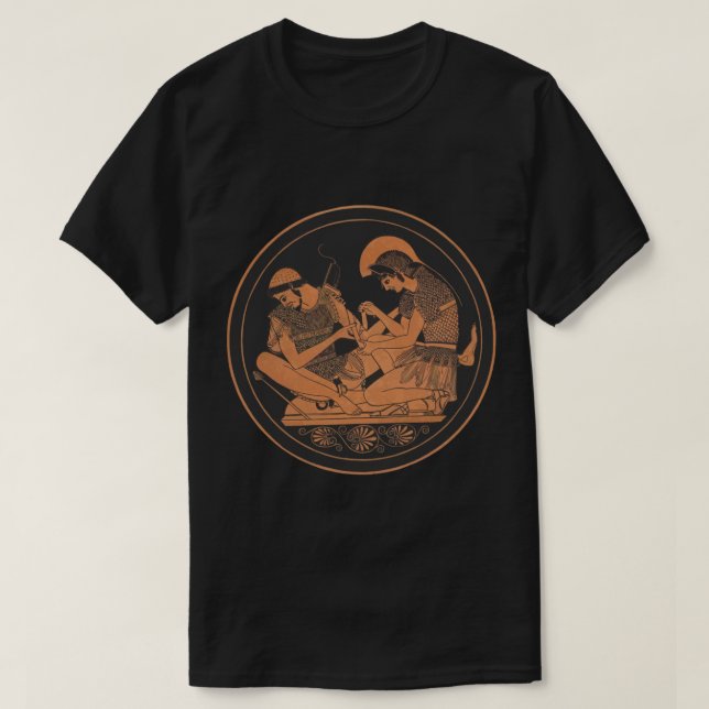 Camiseta Guerra de Troya, Aquiles cuidando a los patroclos (Diseño del anverso)