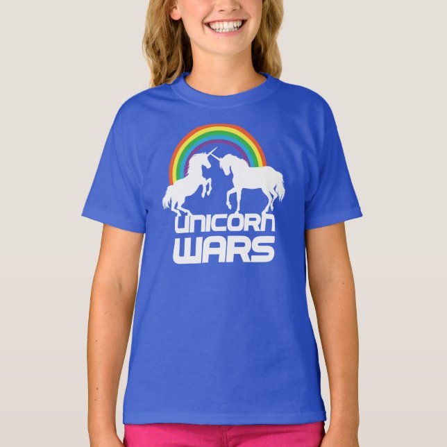 Camiseta Guerras de los unicornios con el arco iris (Anverso)
