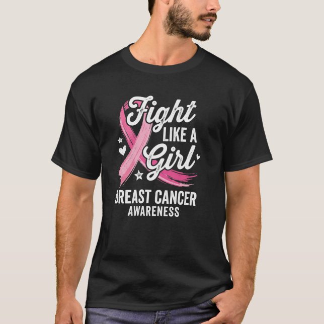 Camiseta Guerrera con Cinta Rosa Lucha Como una Chica (Anverso)