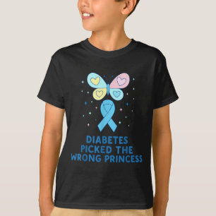 Camiseta Guerrera de diabetes T1d Princesa mariposa Diabete
