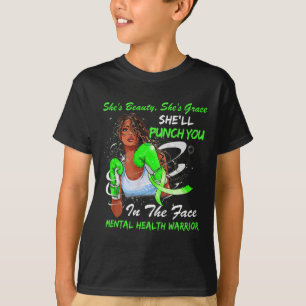 Camiseta Guerrera de la salud te golpeará a mujer negra de