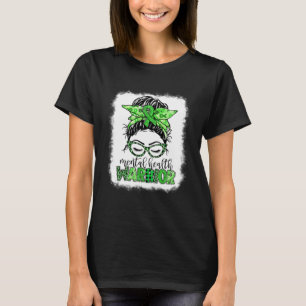 Camiseta Guerrera De Salud Mental Messy Bun Mujer Bleached