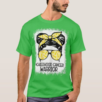 Camiseta Guerrera del cáncer infantil Messy Bun Leopard