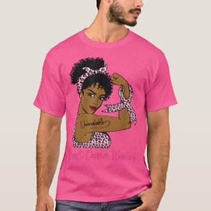 Camiseta Guerrera Mujer Negra Fuerte Cáncer de Mama Awa