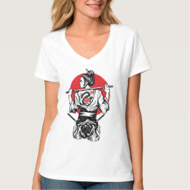 Camiseta Guerrera Samurái Femenina – Tatuaje de Rosa de Dra