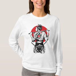 Camiseta Guerrera samurái femenina – tatuaje de rosa de dra