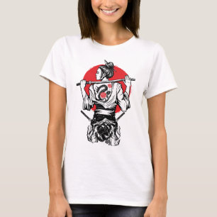 Camiseta Guerrera Samurái Femenina – Tatuaje de Rosa de Dra
