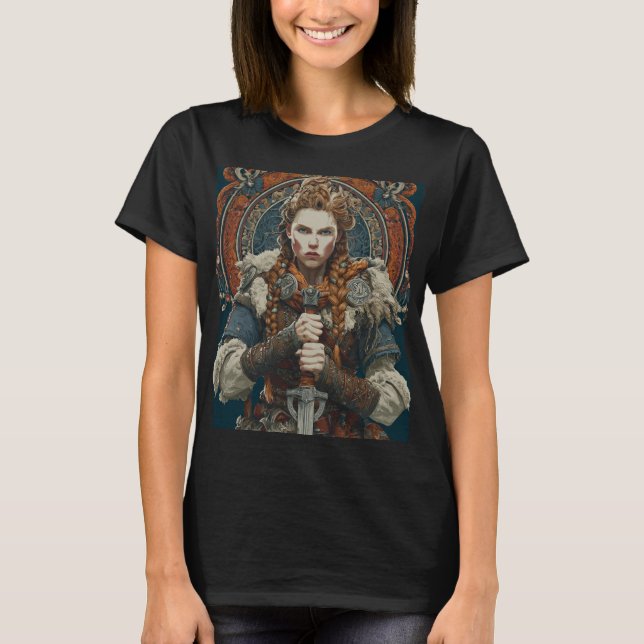 Camiseta guerrera vikinga mujer  (Anverso)