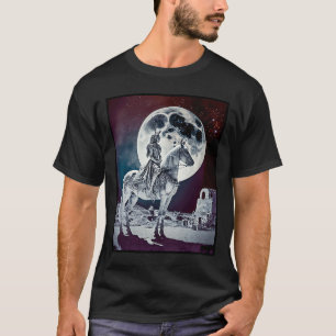 Camiseta Guerrero A Caballo Con Luna Llena En El Espacio Co