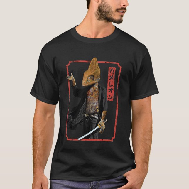 Camiseta Guerrero Camaleón con Espada Samurái (Anverso)