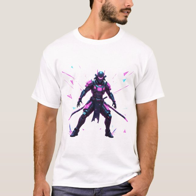 Camiseta Guerrero ciber-samurái Aurora (Anverso)