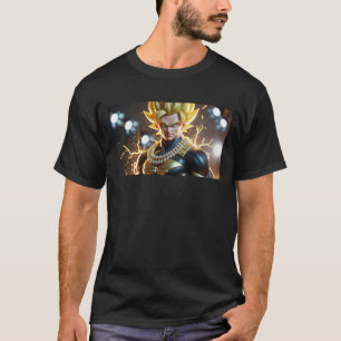 Camiseta "Guerrero con Aura Dorada – Lujo Anime"