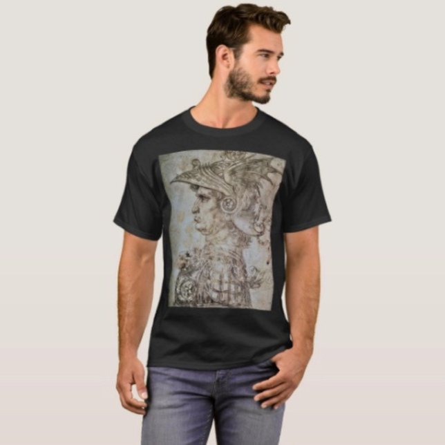 Camiseta Guerrero con casco de Leonardo (Da Vinci’s Ancient Warrior Sketch Graphic T-Shirt  100%  cotton unisex standard fit. 

 
)