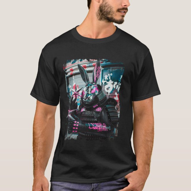 Camiseta Guerrero Conejo Samurái Ciberpunk (Anverso)