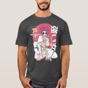 Camiseta Guerrero de Anime Samurai con gatito japonés para 