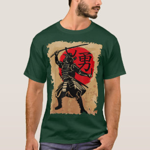 Camiseta Guerrero de cascos de Samurai japonés se pone sol 