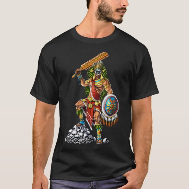 Camiseta Guerrero de cráneo azteca (Anverso)