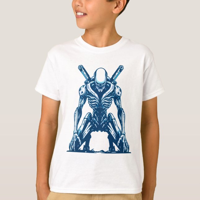 Camiseta Guerrero de Cyborg Alien - Futurista Monstruo de C (Anverso)