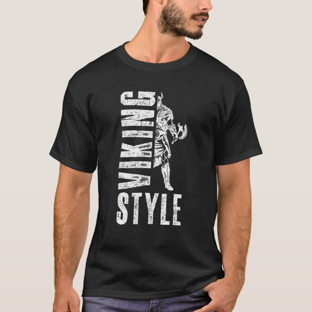 Camiseta Guerrero de estilo vikino Valhalla Odin Organizar  (Anverso)