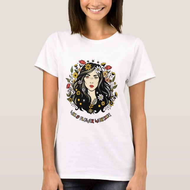 Camiseta Guerrero de flores silvestres: Arte feminista flor (Anverso)