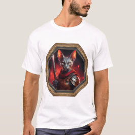 Camiseta Guerrero de gato esfinge de fantasía en marco
