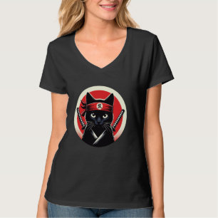 Camiseta Guerrero de gato samurái Katana Arte ninja japonés