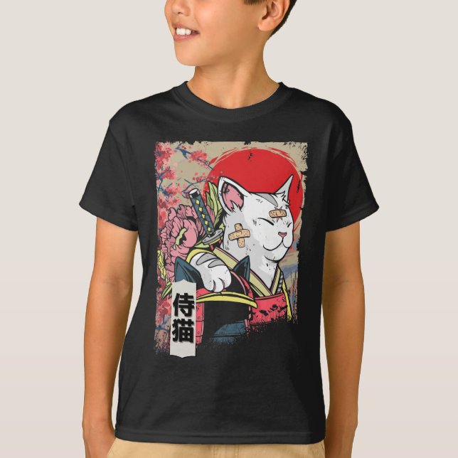 Camiseta Guerrero de gatos samurai japonés, Ninja Kitten (Anverso)