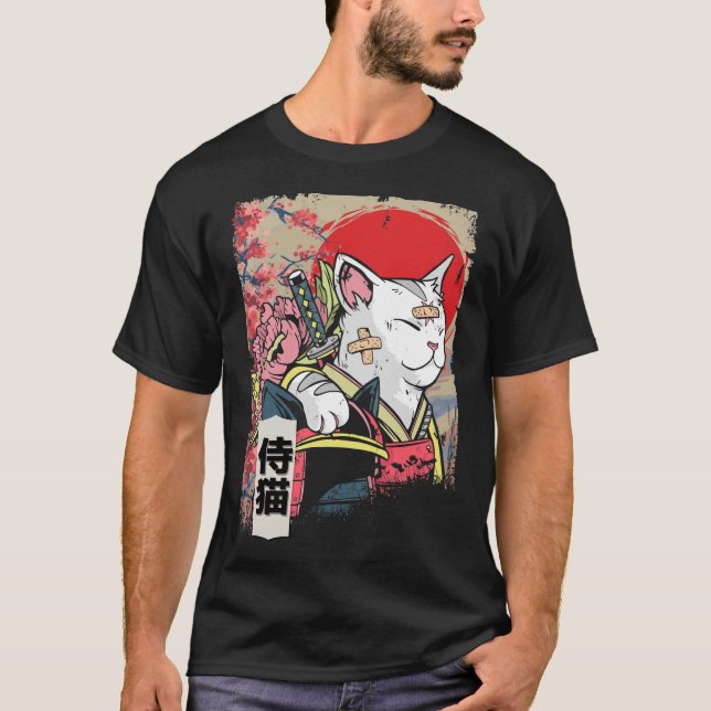 Camiseta Guerrero de gatos samurai japonés, Ninja Kitten (Anverso)