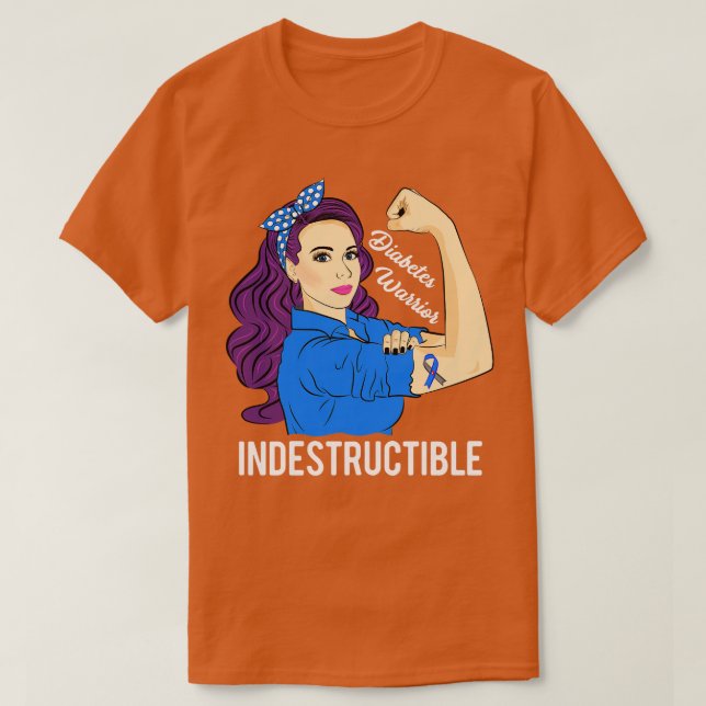 Camiseta Guerrero de la Diabetes Conciencia Diabética Indes (Diseño del anverso)
