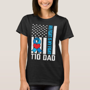 Camiseta Guerrero de la diabetes T1D papá Bandera estadouni