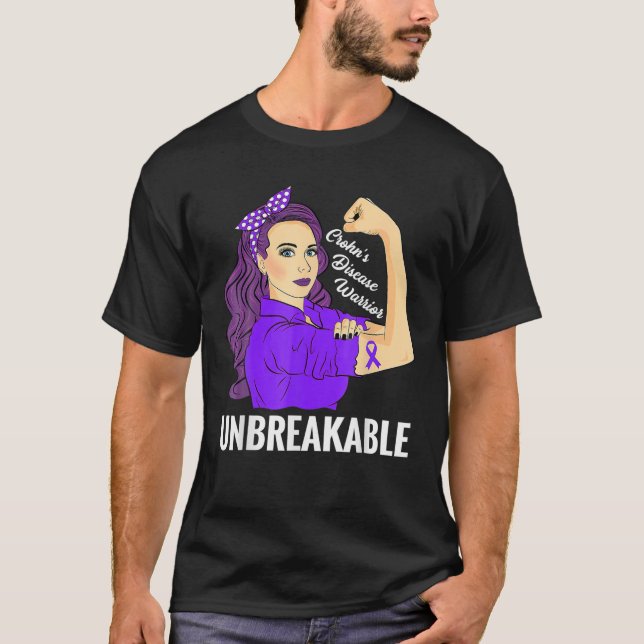 Camiseta Guerrero de la enfermedad de Crohns Conciencia inq (Anverso)