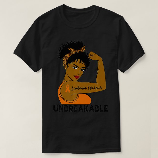 Camiseta Guerrero de la leucemia, mujeres negras fuertes e  (Diseño del anverso)