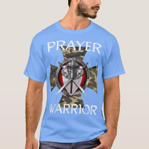 Camiseta Guerrero de la Oración Cristiana Camo Verde Cruz R