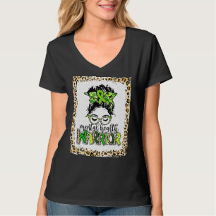 Camiseta Guerrero de la salud mental Messy Bun Mujeres Salu