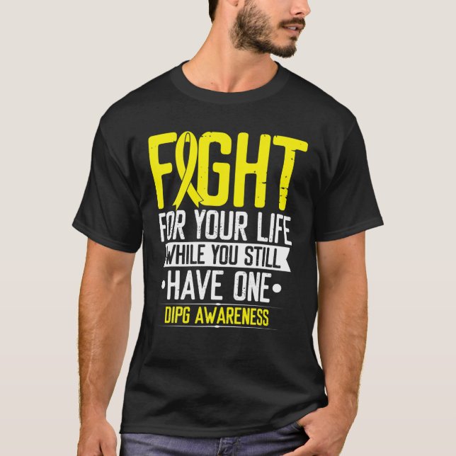Camiseta Guerrero de la sensibilización DIPG - Amarillo de  (Anverso)