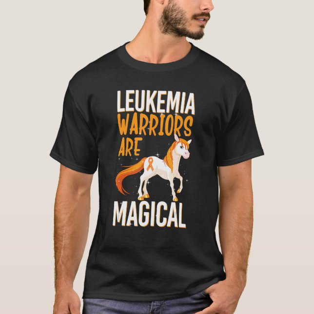 Camiseta Guerrero de leucemia Magia Unicornio Naranja Ribbo (Anverso)
