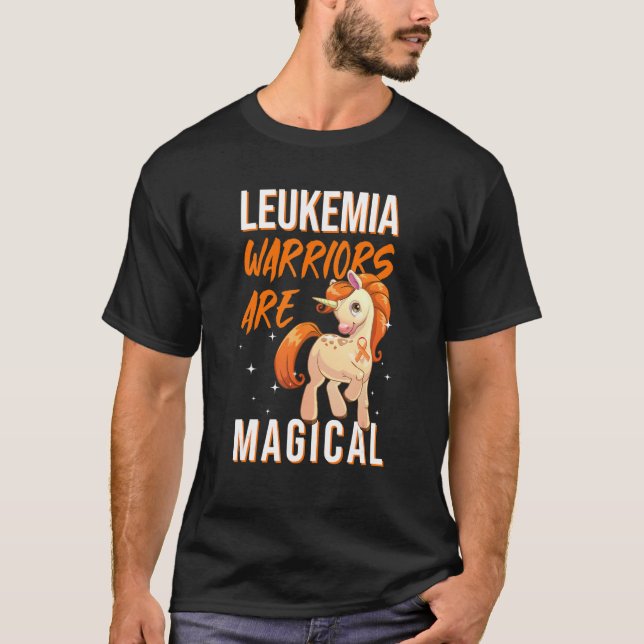 Camiseta Guerrero de leucemia Magia Unicornio Naranja Ribbo (Anverso)