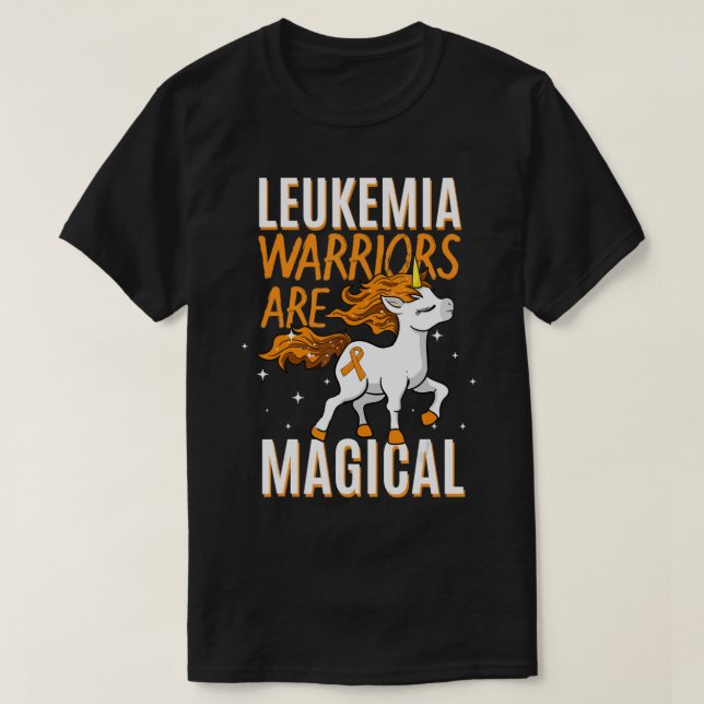 Camiseta Guerrero de leucemia Magia Unicornio Naranja Ribbo (Diseño del anverso)