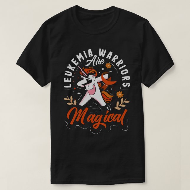 Camiseta Guerrero de leucemia Magia Unicornio Naranja Ribbo (Diseño del anverso)