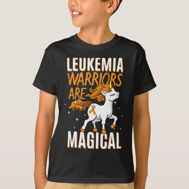 Camiseta Guerrero de leucemia Magia Unicornio Naranja Ribbo (Anverso)